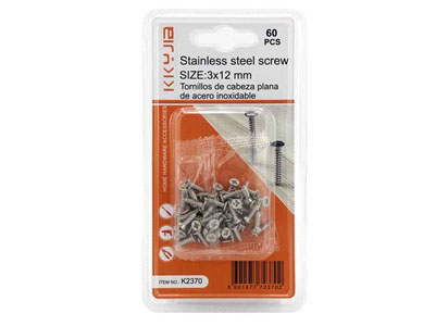 Stainless steel flat head screws 3x12mm/60PCS